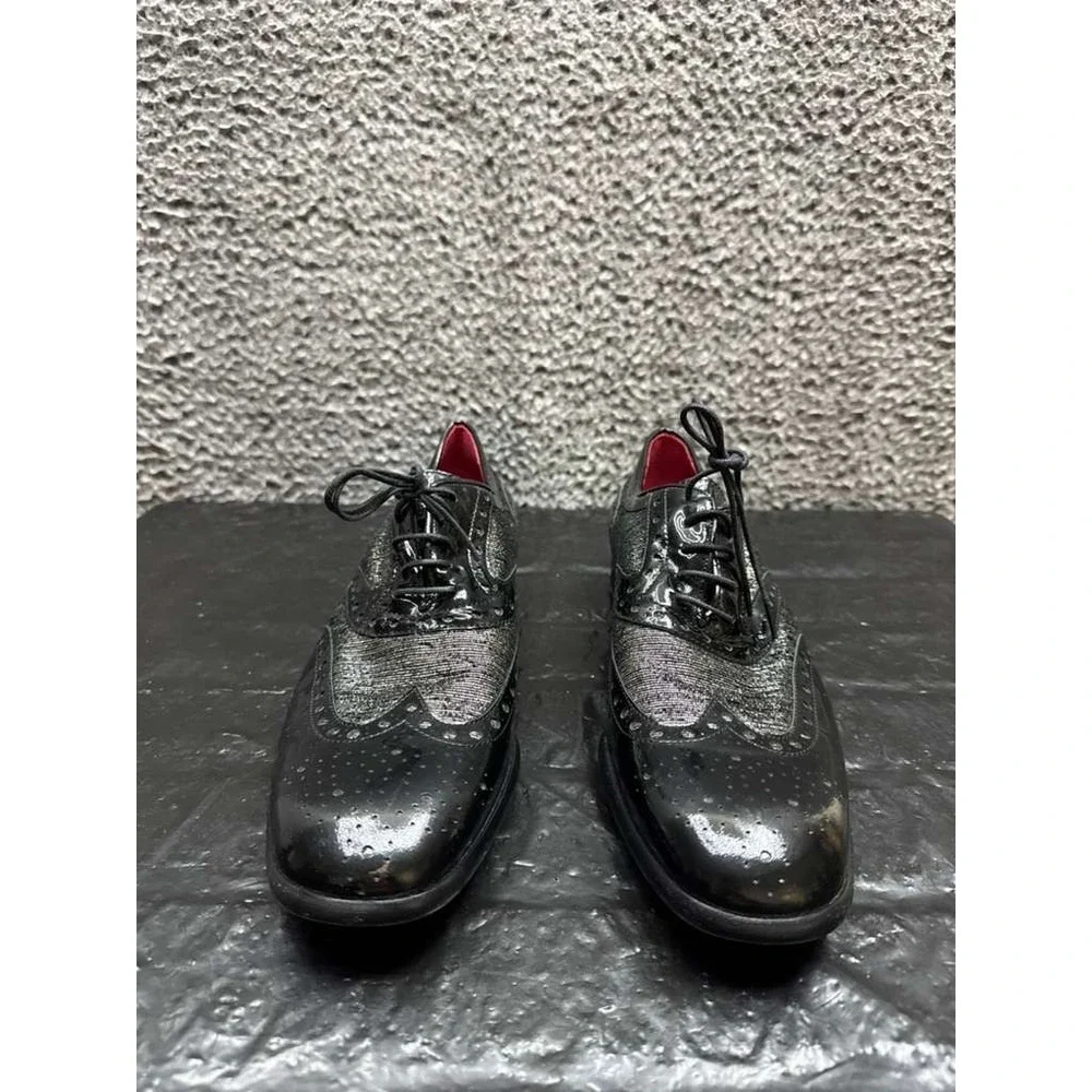 Jean-Michel Cazabat Lace-Up Leather Wingtip Oxfords Black Mens Size 41.5‎ EU